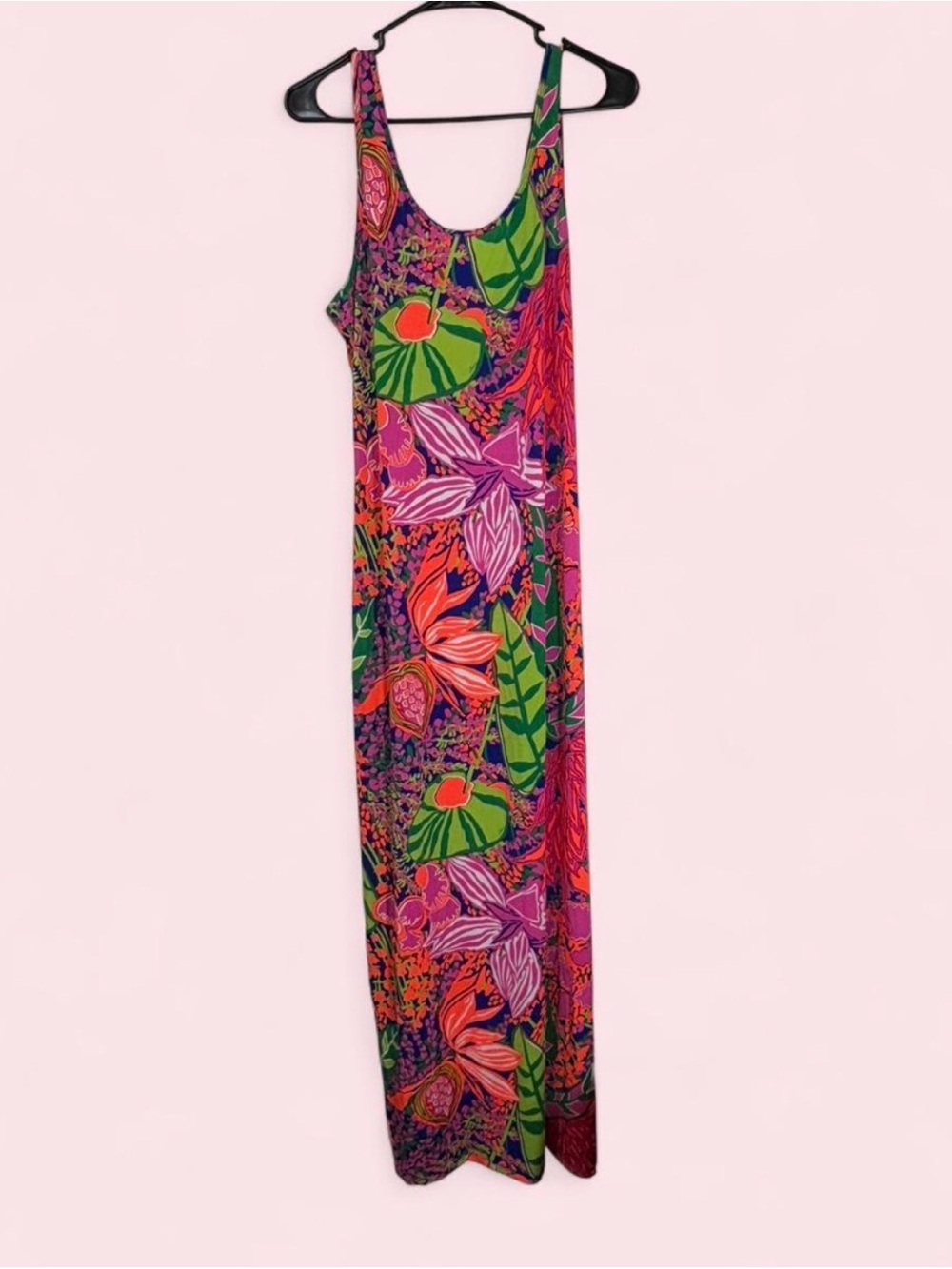 Trina Turk Vibrant Floral Maxi Dress in Pink, Green & Orange